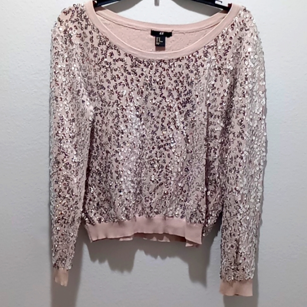 H&M sequined, long sleeve sweater in M